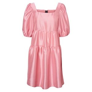 Vero Moda Maya Puff Sleeve Tiered Dress Pink M